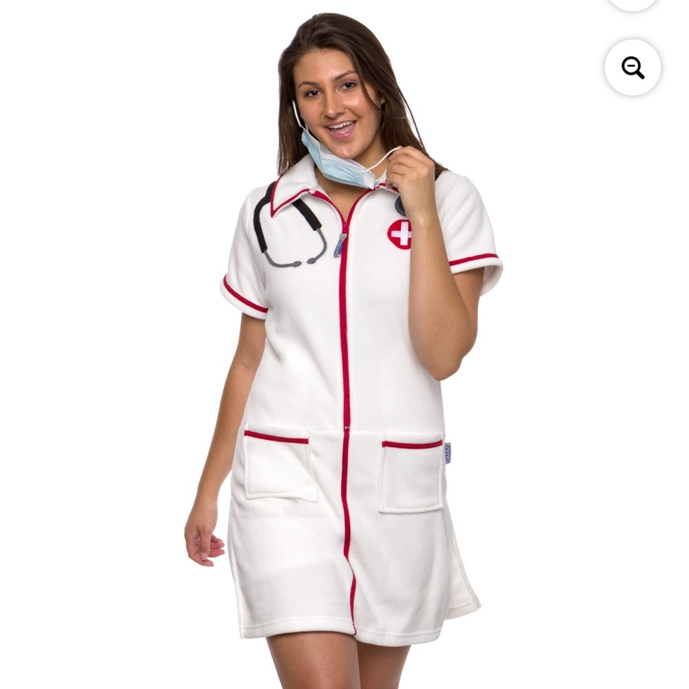 Women's/Teens Funziez Nurse Halloween Costume, Romper dress, XS Slim fit